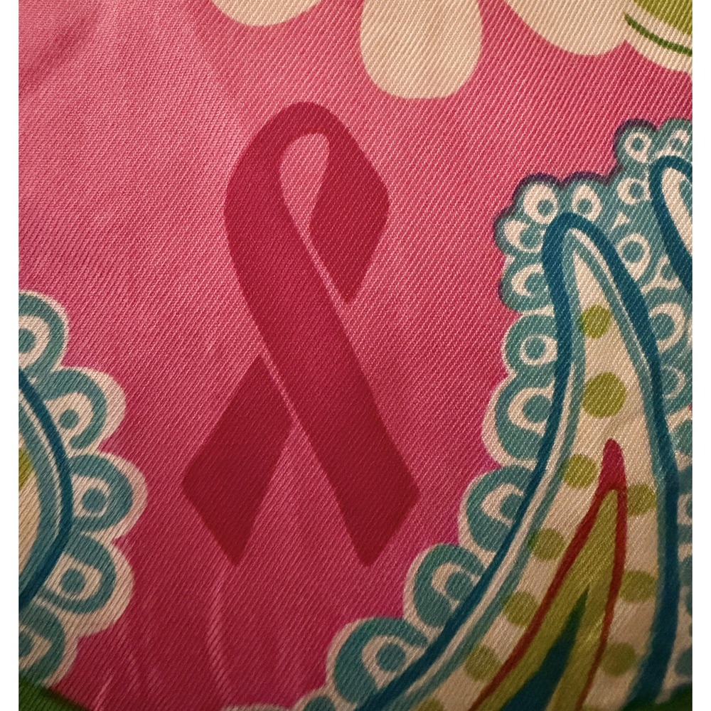 Vintage 2004 Lilly Pulitzer x Ford Warriors in Pink Silk Paisley Pink Blue Scarf - Picture 6 of 10